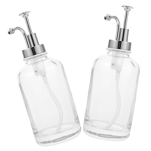 ABOOFAN 2pcs Transparent Glass Syrup Dispenser Pump Bottle for Honey Juice Syrups Capacity Compact Design for Coffee Bars and Home Use