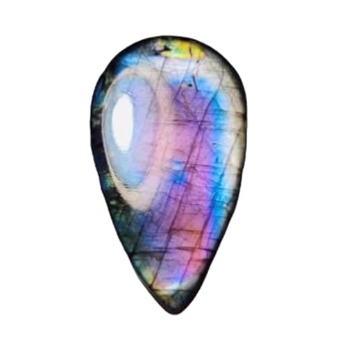 Labradorite arc-en-ciel naturelle 57mm | Pierre précieuse en vrac cabochon poire pour bijoux DIY