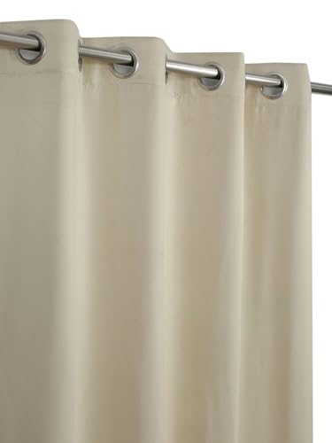 Image of 100% Blackout Curtains for Window- 6 Feet (Pack of 1) | Black Back Coated Fabric |Heat & Noise Insulation | Eyelet Curtains for Living Room & Bedroom |Beige