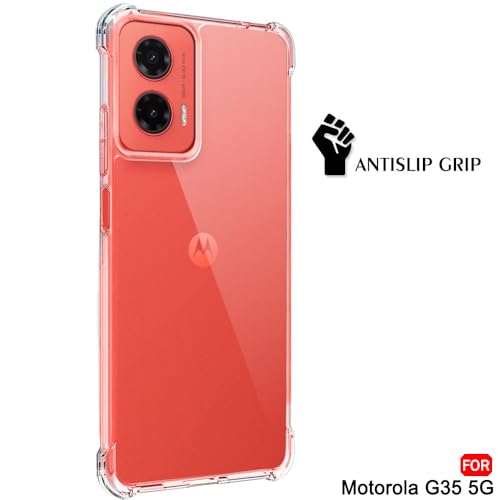 Image of TheGiftKart Crystal Clear Back Cover Case for Motorola Moto G35 5G | Shockproof Soft TPU Case | Cushioned Edges for Ultimate Protection Back Cover Case (TPU, Transparent)