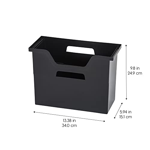 Image of IRIS USA 6-Pack Medium Desktop File Box with Open Lid, Black | Organize paperwork, mail, magazines, and office supplies with portable storage for desks, classrooms, and home workspaces