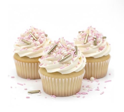Image of Manvscakes Sprinkles- Edible Cake and Cupcake Sprinkles with Assorted Shapes and Sizes for Parties, Metallic Sprinkle Mix for Cookies, Ice Cream, Cake and Cupcake Decorating, 4 oz (Pink Princess)