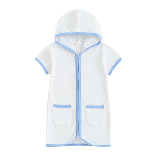 Girls Boys Terry Swim Cover Up Zipper Hooded Bathing Suit Coverups Wraps Kids Toddler Pool Beach Robe with Pockets2