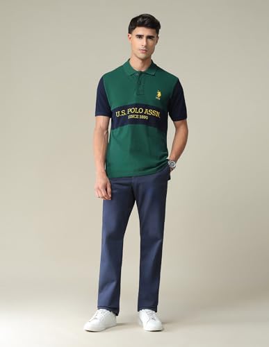Image of U.S. POLO ASSN. Solid Slim Fit Polo T Shirts for Men - 100% Cotton, Half Sleeves Mens Tshirt