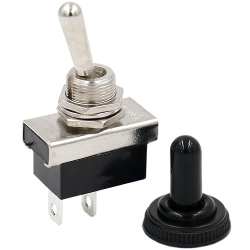 Baomain 1-Pack Waterproof Toggle Switch ON-Off SPST 2-Pin 12V/25A D,12mm mounting Hole,tab...