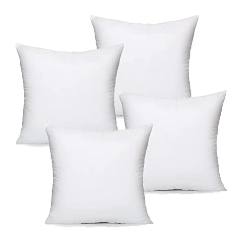 Iyan Soft Furnishing 18" x 18" (45cm x 45cm) Cushion Pad Inner White Plump Sham Inserts with Bounceback Hollow Fibre, Standard Square Pack of 4 - MADE IN UK Cover