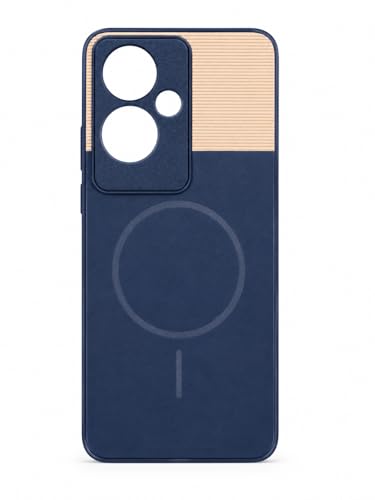 Image of Bintage Mac Safe Design Hard Slim Back Case | Soft Border Camera Protect | Dual PU Leather Finish Back Cover Compatible for Oppo A59 5G - Royal Blue