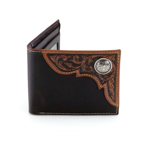 Ariat Men's Distressed Corner Over Circle Trifold Wallet2