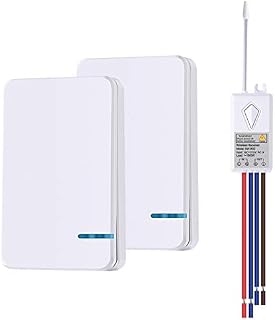 NineLeaf Portable Mini Wireless Switch Kit for Lights Lamps with Remote Control Wire Free Receiver No Wiring No Battery Required Easily installed (2 RF Switches and 1 Receiver)