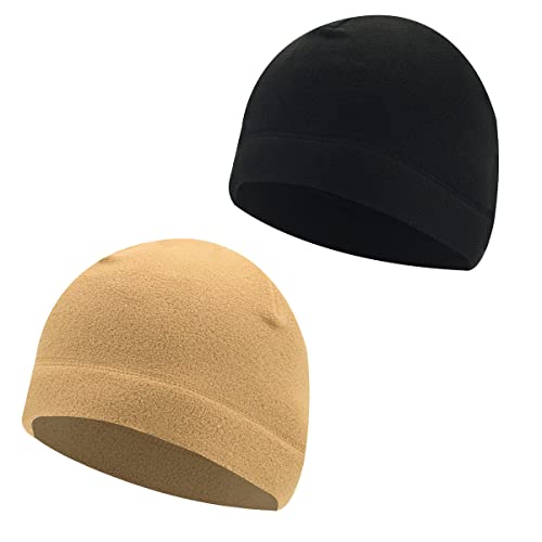 TYPHEERX Lot de 2 casquettes thermiques en polaire pour homme et femme - Noir et kaki Cover