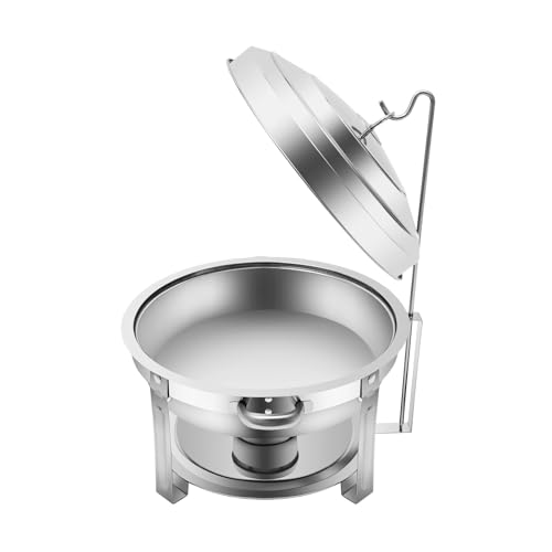 Set de buffet para fondue, calentador de alimentos, recipiente de 7,5 litros, con gancho, 4 patas reforzadas para bufés, fiestas y exteriores, diseño redondo