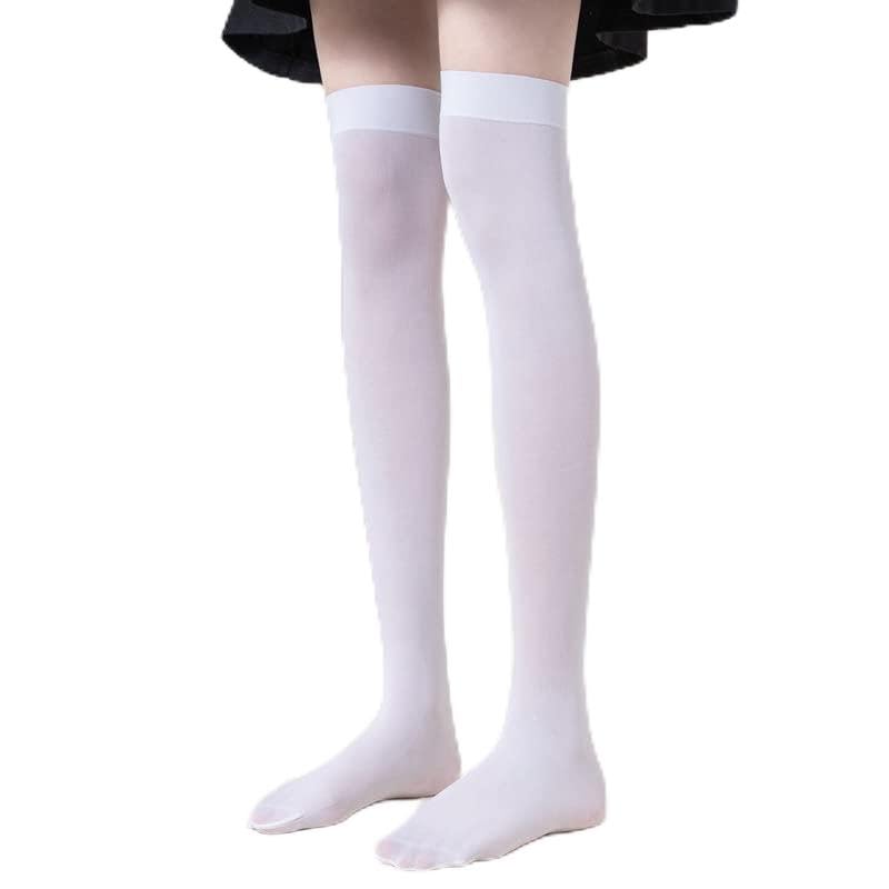 Fagent 2 Pares Calcetines Largos Mujer, Calcetines Hasta la Rodilla para Mujer Negro, Calcetines Altos de Muslo Medias Largas Medias de Botas Largas para Chicas Mujeres (negro+blanco)