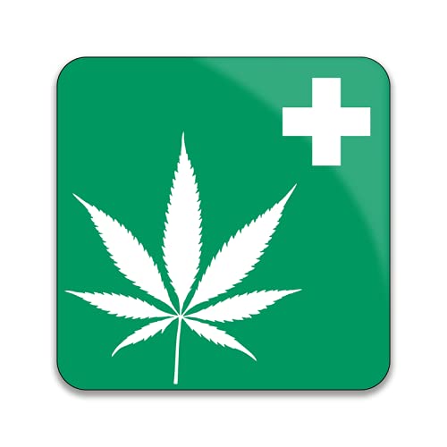 Gift Insanity Cannabis Medical Use Logo - Pack Of 10 Square Stickers - 55Mm X 55Mm