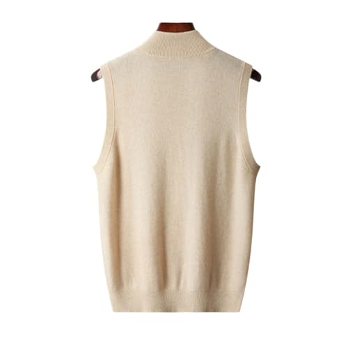 Men's Wool Sweater Vest Zipper Half Turtleneck Sleeveless Cardigan Vest2