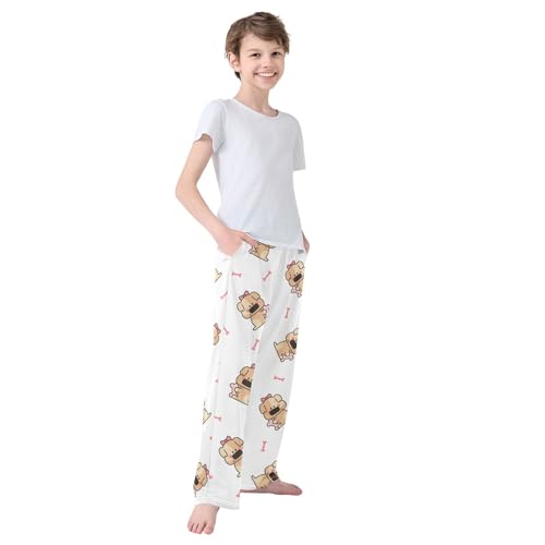 Cute Puppy Boys Pants Boys Athletic Pants Long Pant for Boy with Pockets Wide-Leg Size 6-14Y 7