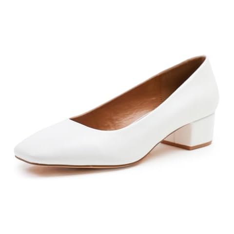 Fashion Thirsty Womens/Ladies Seattle Faux Leather Square Toe Low Block Heel Shoes (5) (White) Cover