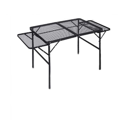 Mesa plegable portátil para exteriores, ligera, de malla de metal, mesa de pícnic, altura ajustable, diseño compacto y plegable para camping, barbacoa, playa y portón trasero