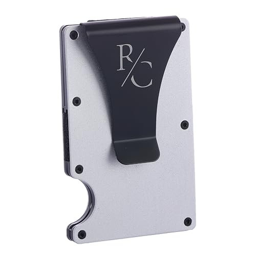 Slim Minimalist Wallet for Men RFID Blocking Credit Card Case Front Pocket Card Organizer Money Clip Card Holder Aluminum Metal Wallet Gift Box (White)