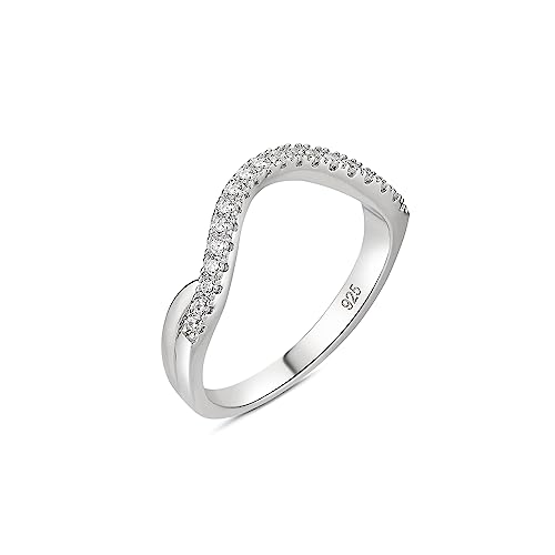 Newshe Jewellery Wedding Band Eternity Ring for Women AAAAA Cubic Zirconia Twisted 925 Sterling Silver Size 5-10