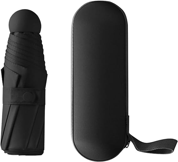 Image of Alexvyan Mini Umbrella with Case for Men & Women (Manual Open) Compact Travelling Umbrella, Polyester & UV Protection Fabric for Summer /Anti-Slip Handle- Use in Rain & Summer- 6 Frame