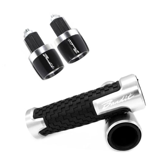 Puños de moto 22mm para Suzuki Bandit GSF 650 y 1200 en aluminio CNC con tapones de manillar negro