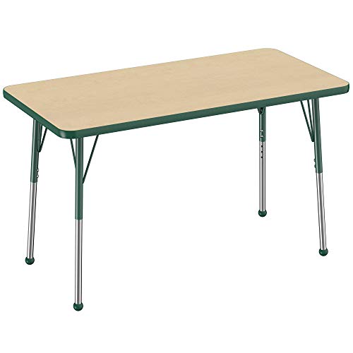 FDP 24" x 48" Rectangle Table with Ball Glide Legs - Maple/Green