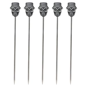 Hemoton 5Pcs Cocktail Picks Roestvrij Stalen Schedel Martini Drink Stirrers Fruit Dessert Tandenstokers Sandwiches…
