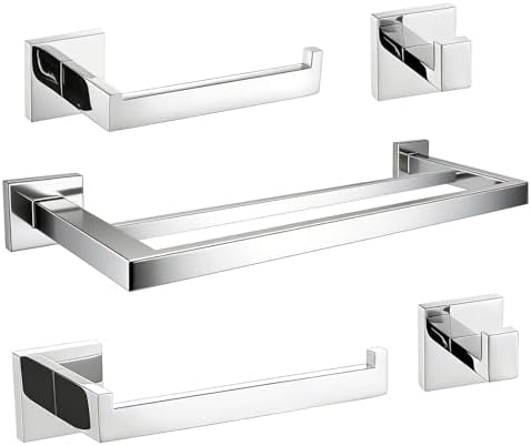 Kit Banheiro Aço Inox Premium Preto Fosco 5 Peças (Dupla Haste - ...