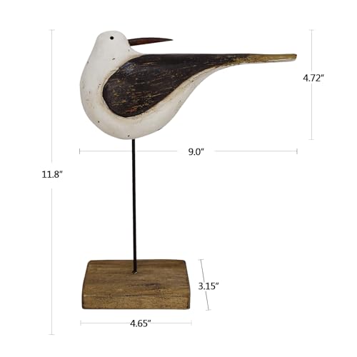 Estatua decorativa de pájaro marina de madera y metal miniatura 6