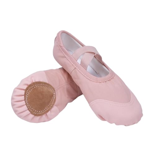 Zapatos de ballet de lona para niñas, zapatos de baile suaves para práctica, zapatos de baile con forma de correa elástica, zapatillas de ballet ligeras con suela dividida, zapatos para niños sin