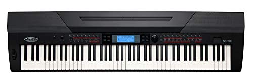 Classic Cantabile SP-250 BK Stagepiano negro, 88 teclas con mecanismo de martillo, sensibilidad táctil, polifonía 128, 600 sonidos, MIDI, USB, grabación, acompañamiento, incluye atril y fuente.
