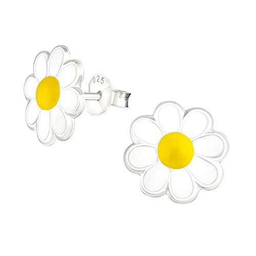 Laimons Mädchen Kinder-Ohrstecker Gänseblume Blume Blüte weiß gelb süß 10mm aus Sterling Silber 925 Cover