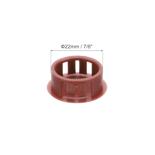 Image of MECCANIXITY 64PCS 22mm(7 /8 inch) Red Brown Plastic Hole Plugs, Flush Type Panel Hole Plugs Insert End Caps for Locking Hole Tubes Furniture Cabinet