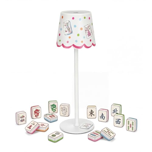 Pickmesh 1 Pack Mahjong Cordless Lamp Scalloped Edge Mahjong Print LED Lamp 3 Color Dimmable Rechargeable Stylish Lamps for Mah Jong Table Living Room Nightstand Desk (Sweet)