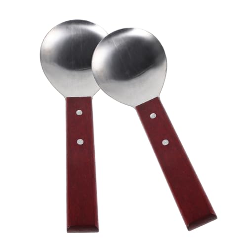 KOMBIUDA Set of 2 Large Sushi Rice Spoon Stainless Steel Rice Scoop Non-stick Tofu Server Heat-resistant for Easy Cooking