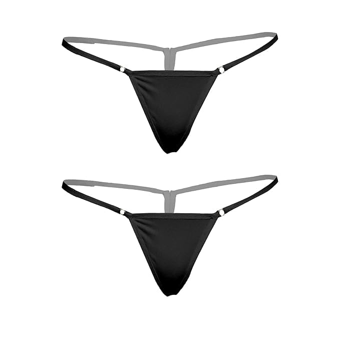 xenza Men's G-String Thong Underwear, Black with Grey Straps, 2 Pack-picture-55