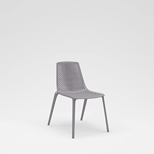 Amazonia Miami Patio Side Durable Outdoor And Indoor Resin Grey Chairs | Set Of 4 #TOP4