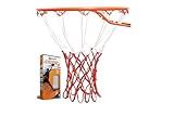 BETTERLINE Heavy Duty Basketball Net Replacement - All-Weather Thick Nets Fit Standard Indoor and Outdoor 12-Loop Rims (White and Red)