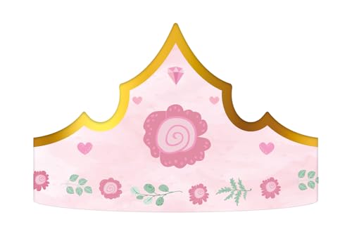 Folat 27497 Prinzessin Geburtstag Deko Rosa - Kronen - Pretty Princess - 6 Stück - Prinzessin Krone für Prinzessinparty