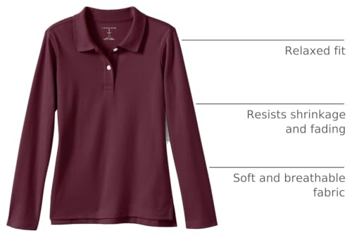 Image of Lands' End School Uniform Girls Long Sleeve Feminine Fit Interlock Polo Shirt