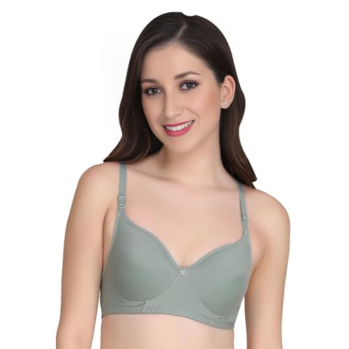 Image of Padded Everyday Bra for Women - Made of Pure Cotton Full Coverage Non Wired Seamless Pushup Soft Cup for T-Shirt Saree Dress Sports Garment for Daily Use Everyday