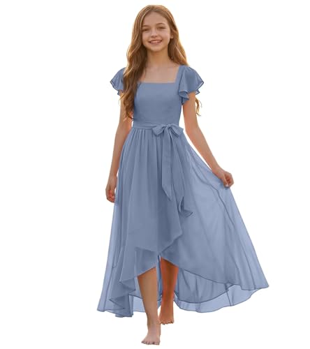 Qatuddl Junior Bridesmaid Dresses Dusty Blue Junior Bridesmaid Dress A Line Size 12