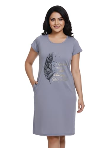 Image of White Moon Cotton Printed Nighty for Women's | Night Gown | Printed Nighty for Girls | Nightdress | Nighty for Women | Sleepwear | Ladies Nighty | Nighties | Premium Soft Cotton Nighty Women