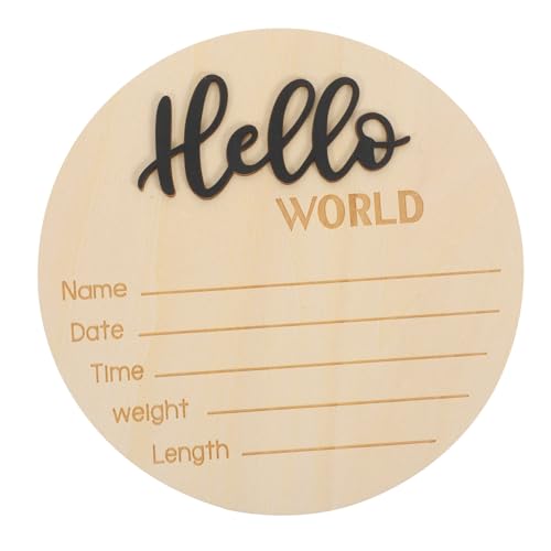 MOLUCKFU Birth Announcement Board Wooden Name Sign for Hospital Newborn Photography Prop Round Wood Sign