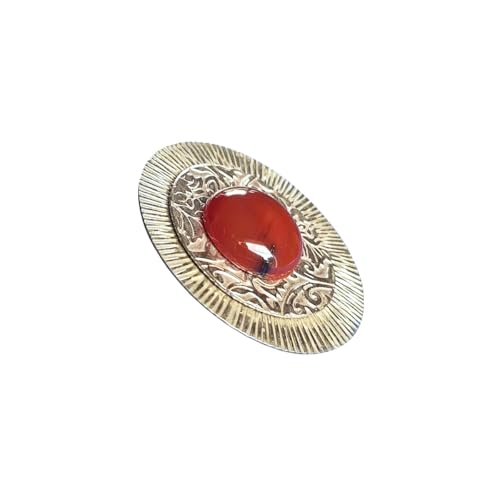 Broche aimantée Lithoniel en maillechort et cornaline, l'élégance d'un bijou artisanal unique