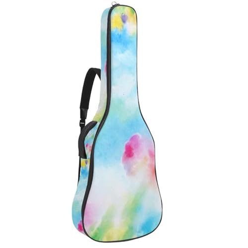 NUEAHEDN Colorful Tie Dyeing Guitar Bag 40 41 42 In 2 Pockets Guitar Case Waterproof Guitar Case Resistent Oxford Cloth 0.4 In Extra Thick Sponge Padded for Acoustic Guitar