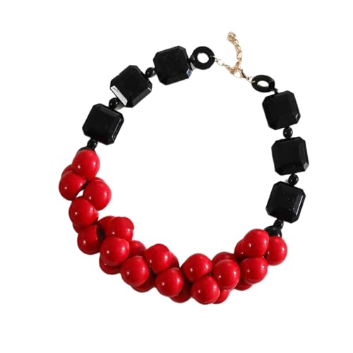 Collier de perles multirangs léger en résine pour un style ethnique confortable