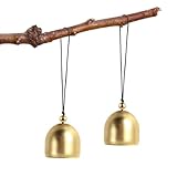 2 PCS Small Hanging Bell, Decoration Hanging Bells for Door Brass Small Hangings Wind Chimes Decorative Camping Tent Bells Chimes Fengshui Bell Wind Chime for Outside Good Luck Wealth and Safe