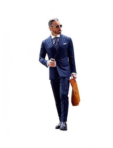 Veste blazer à rayures pour homme costume croisé de bal de fin d'année élégant chic