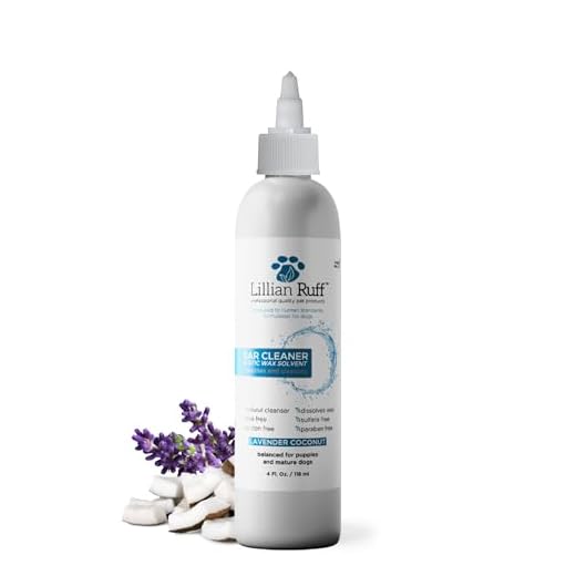 Lillian Ruff Ear Cleaner & Otic Wax Solvent for Dogs with Tea Tree Oil, Bee Propolis & Aloe - Coconut and Lavender Scent - Dissolve Wax and Combat Ear Odors - Safe for Sensitive Ears (4oz)